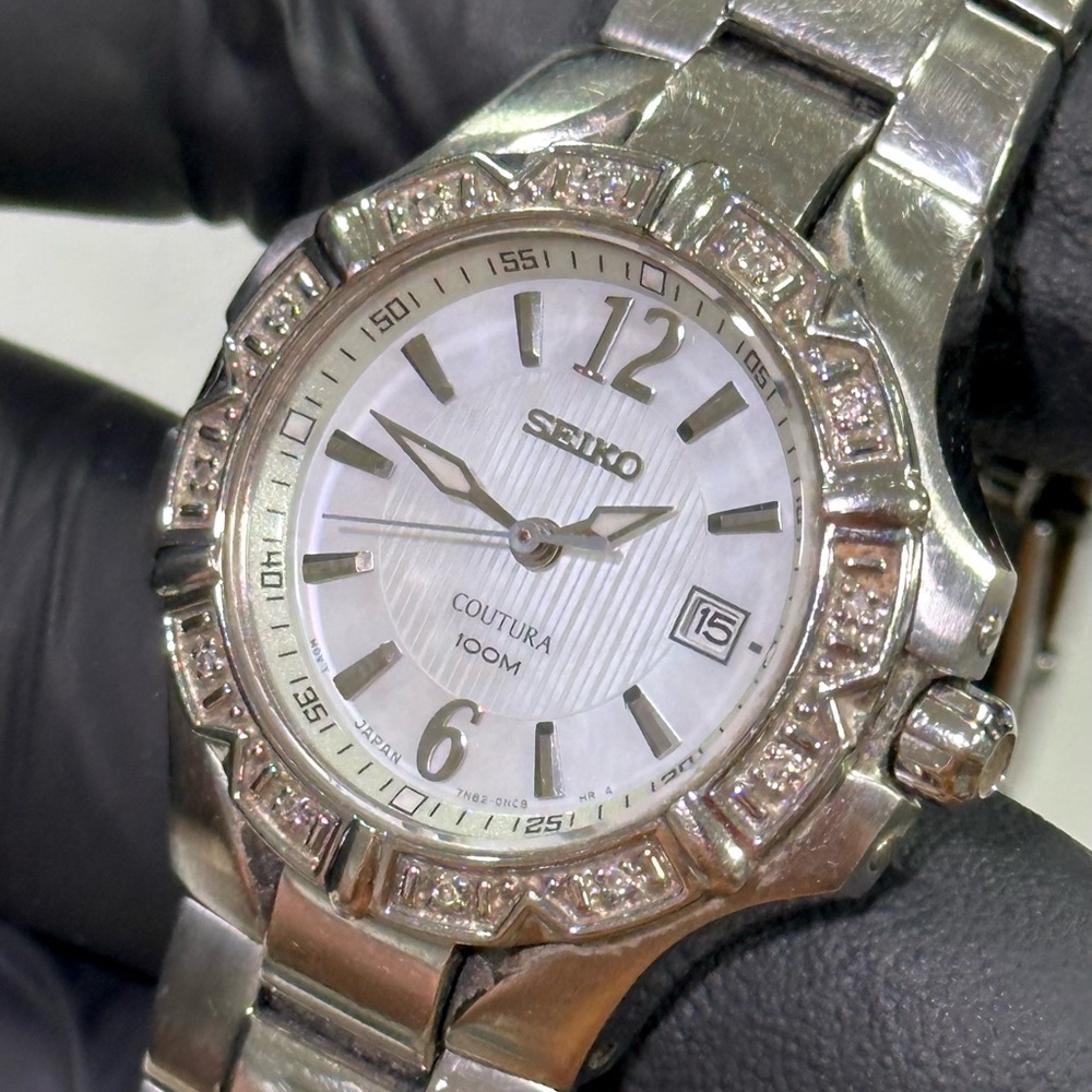 Seiko Coutura SXDC33 Mother-Of-Pearl White Dial Date Ladies’ 30mm Luxury Watch